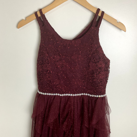 Speechless Kids Burgandy Dress Size 16 Lace‎ & Ruffle Tulle Dress - Picture 2 of 7